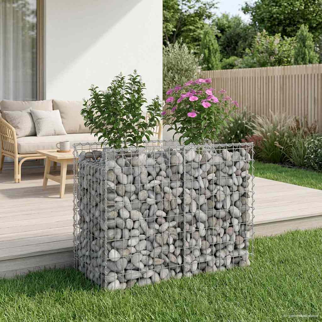 vidaXL Ανασηκωμένο κρεβάτι gabion Ασημί 100 x 50 x 80 εκ