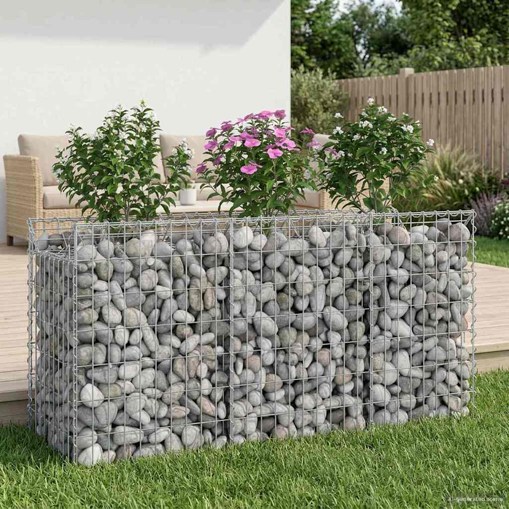vidaXL Ανασηκωμένο κρεβάτι gabion Ασημί 150 x 50 x 80 εκ