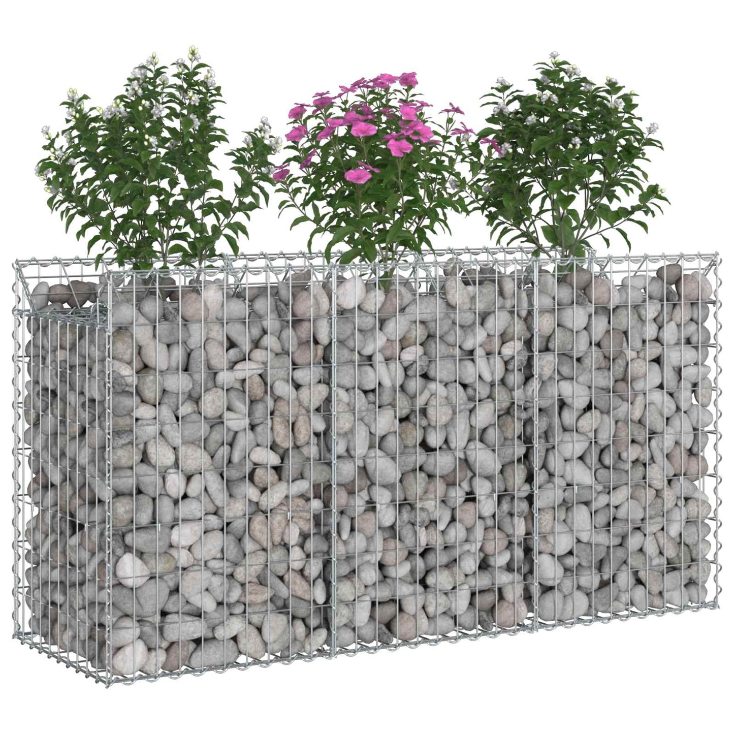 vidaXL Ανασηκωμένο κρεβάτι gabion Ασημί 150 x 50 x 80 εκ