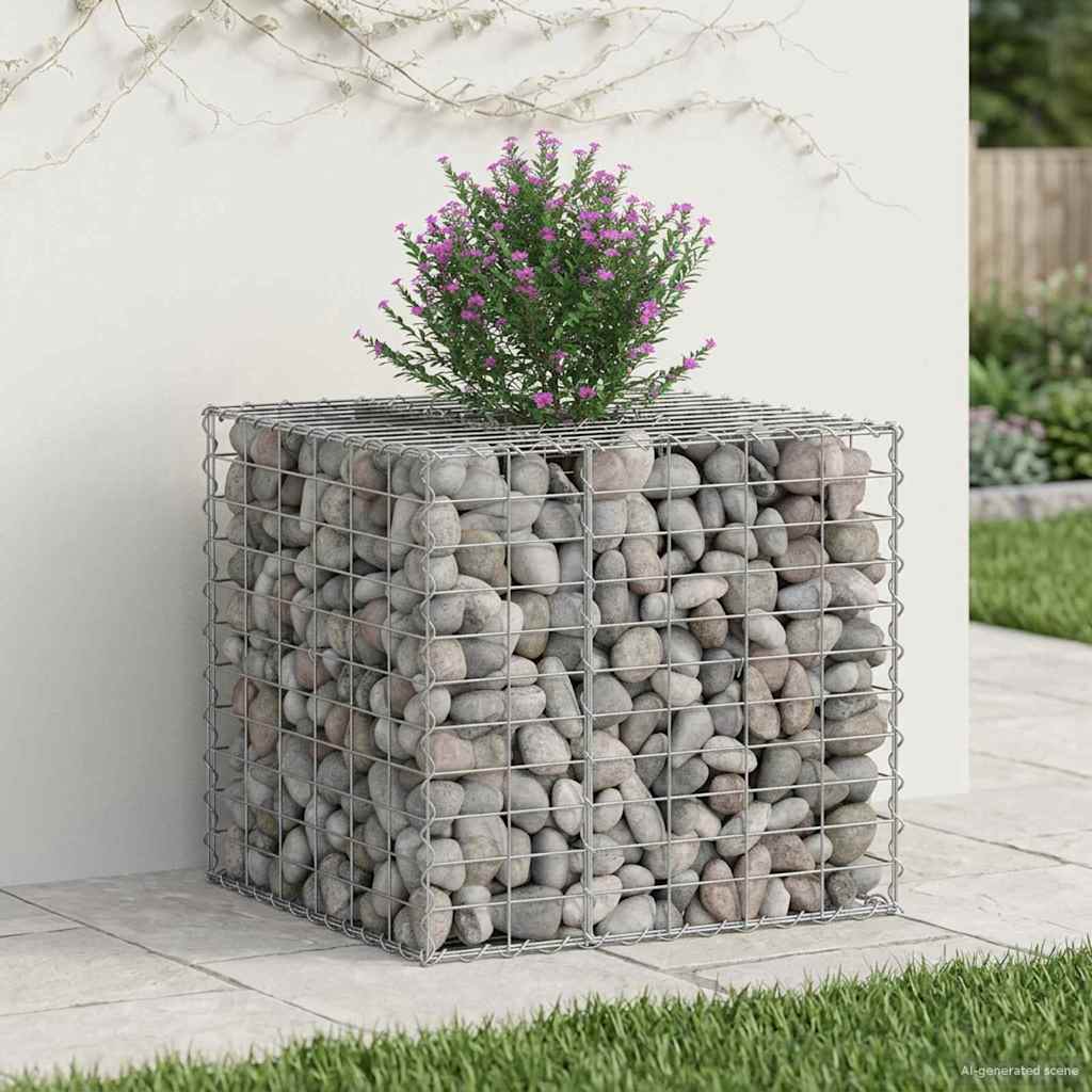 vidaXL Ανασηκωμένο κρεβάτι gabion Ασημί 60 x 60 x 55 εκ