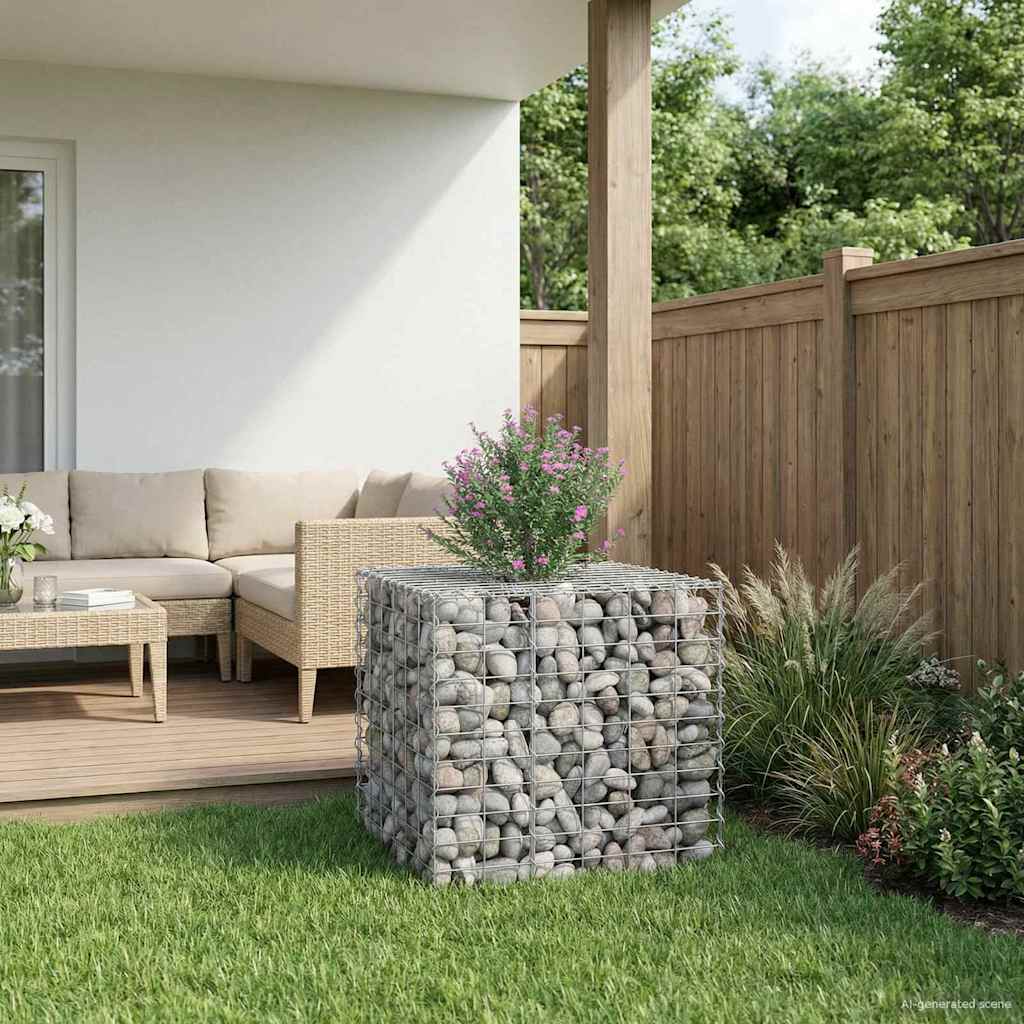 vidaXL Ανασηκωμένο κρεβάτι gabion Ασημί 60 x 60 x 55 εκ