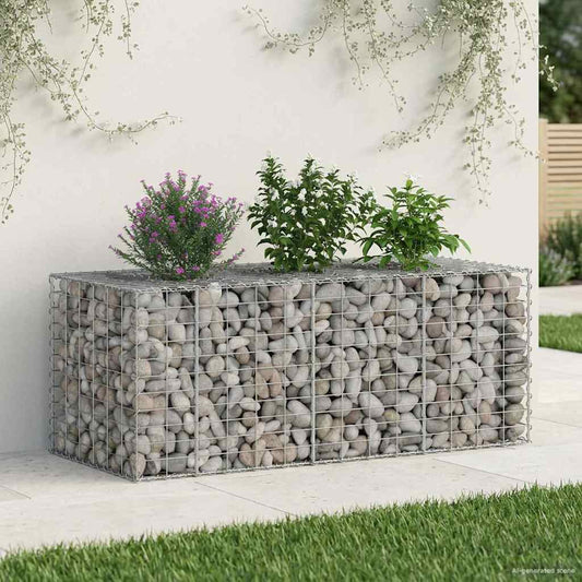 vidaXL Ανασηκωμένο κρεβάτι gabion Ασημί 140 x 60 x 55 εκ