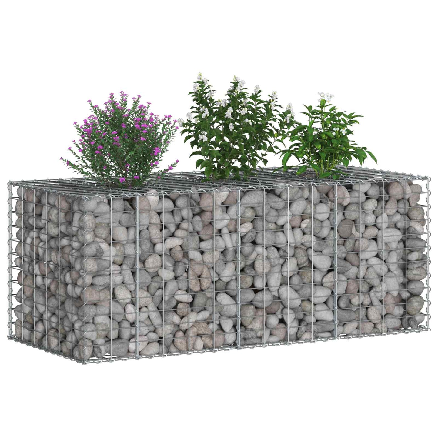 vidaXL Ανασηκωμένο κρεβάτι gabion Ασημί 140 x 60 x 55 εκ