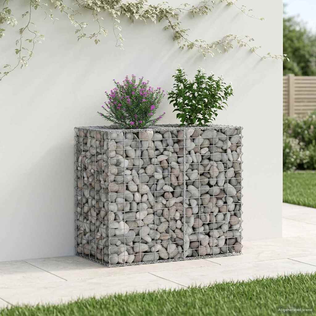 vidaXL Ανασηκωμένο κρεβάτι gabion Ασημί 90 x 50 x 80 εκ