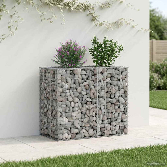 vidaXL Ανασηκωμένο κρεβάτι gabion Ασημί 90 x 50 x 80 εκ