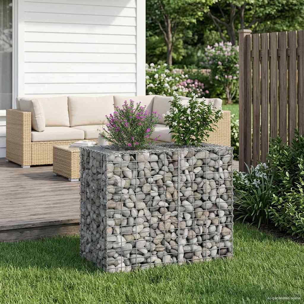 vidaXL Ανασηκωμένο κρεβάτι gabion Ασημί 90 x 50 x 80 εκ