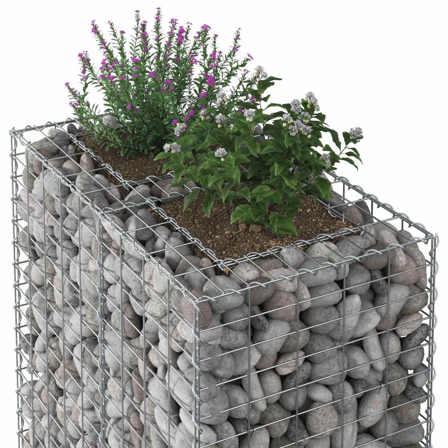 vidaXL Ανασηκωμένο κρεβάτι gabion Ασημί 90 x 50 x 80 εκ