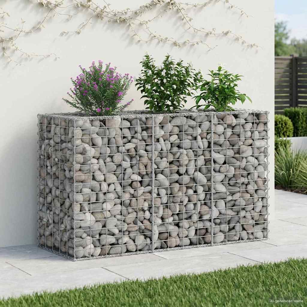 vidaXL Ανασηκωμένο κρεβάτι gabion Ασημί 130 x 50 x 80 cm