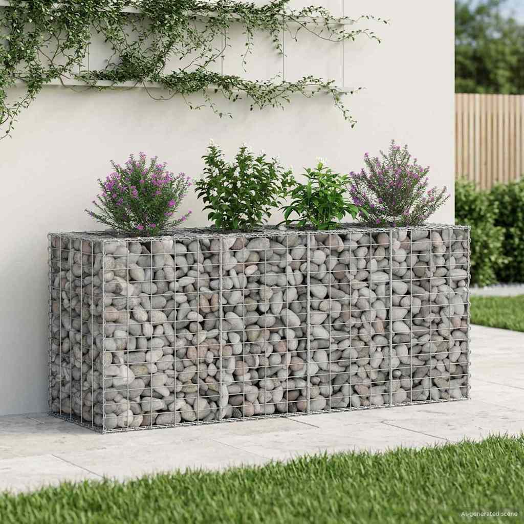 vidaXL Ανασηκωμένο κρεβάτι gabion Ασημί 170 x 50 x 80 εκ