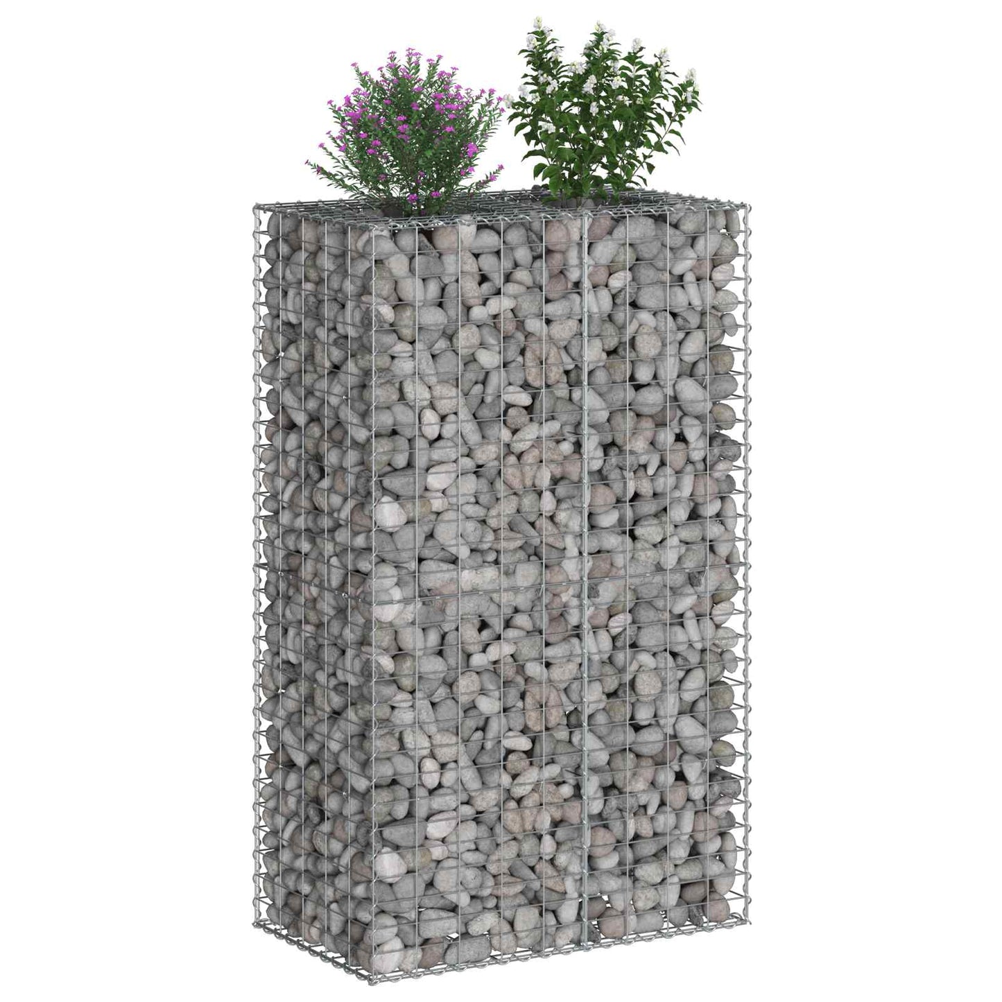 vidaXL Ανασηκωμένο κρεβάτι gabion 90 x 50 x 150 εκ Ασημί