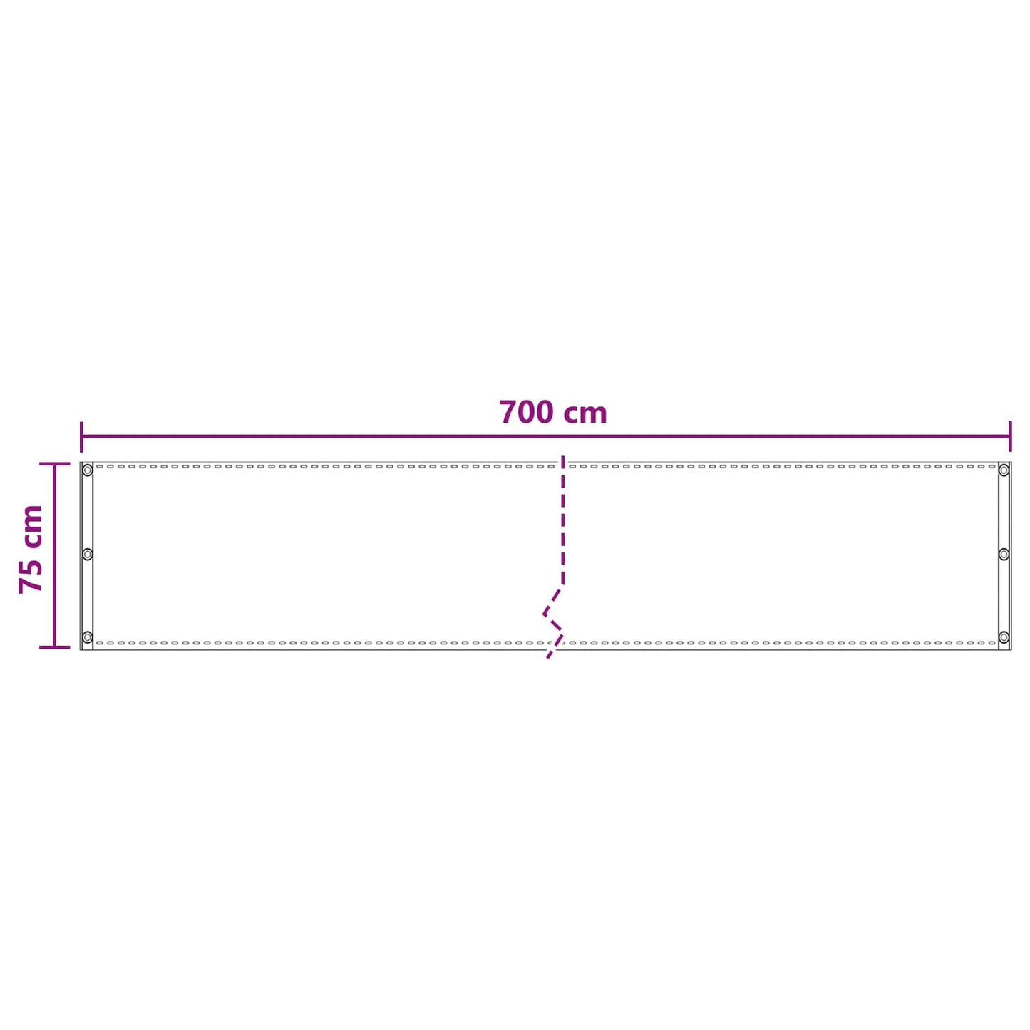 vidaXL Οθόνη Μπαλκονιού Λευκό 75 x 700 cm HDPE και Αλουμίνιο