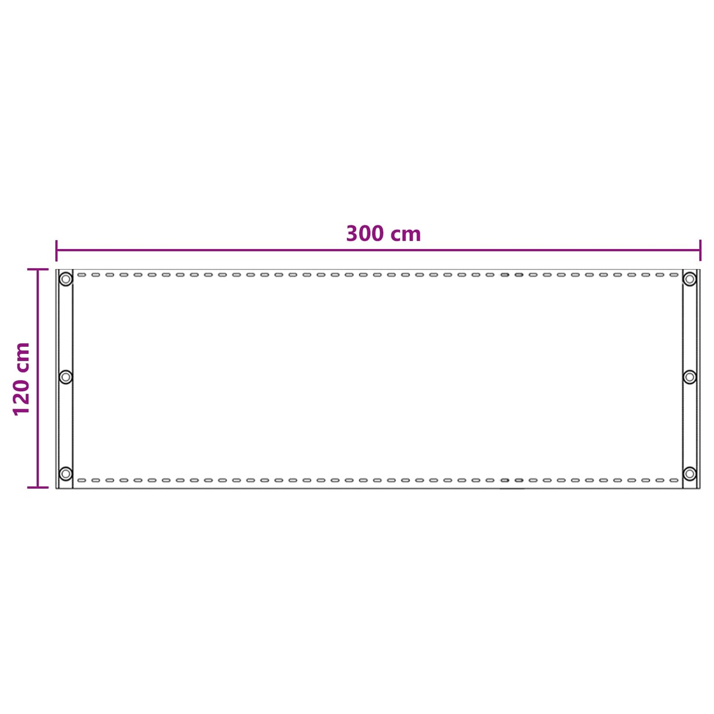 vidaXL Οθόνη Μπαλκονιού Ορθογώνιος 120 x 300 cm HDPE και Αλουμίνιο