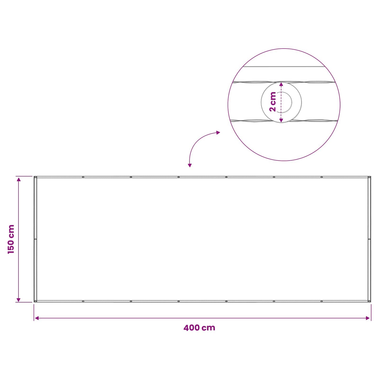 vidaXL Αδιάφανο σκίαστρο μπαλκονιού 150 x 400 cm Polyester