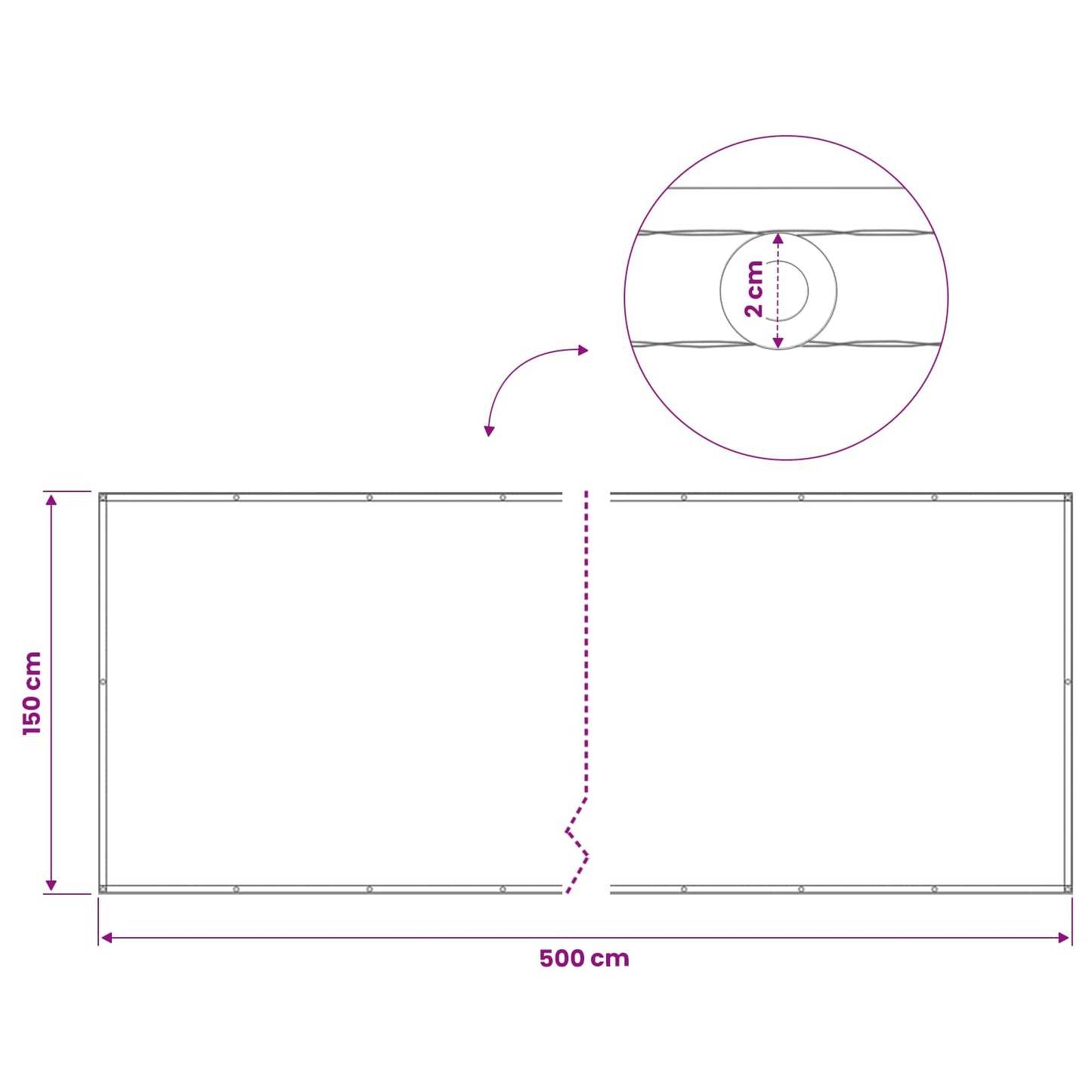 vidaXL Αδιάφανο σκίαστρο μπαλκονιού 150 x 500 cm