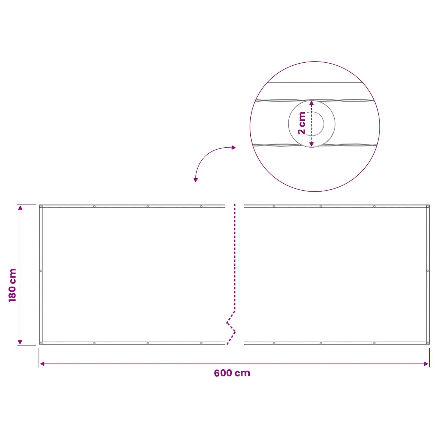vidaXL Αδιάφανο σκίαστρο μπαλκονιού 180 x 600 cm