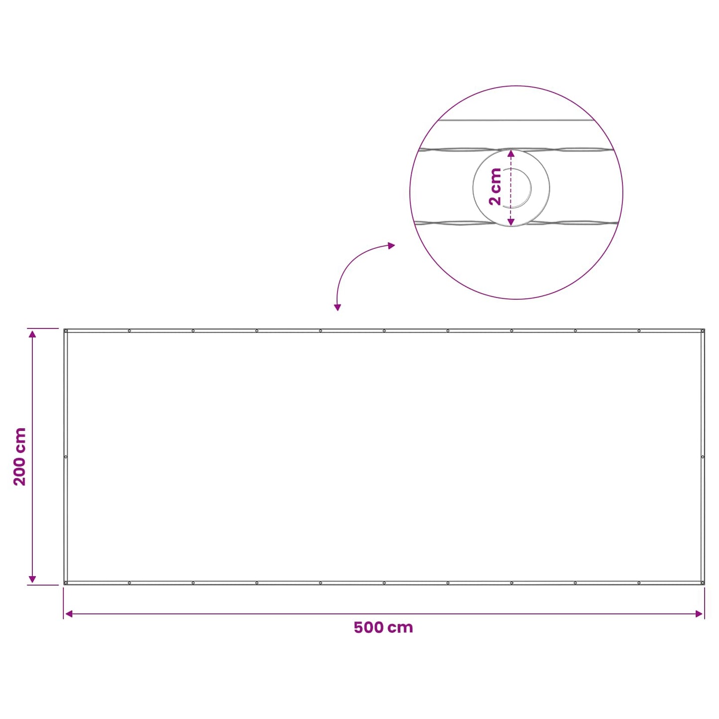 vidaXL Αδιάφανο σκίαστρο μπαλκονιού 200 x 500 cm