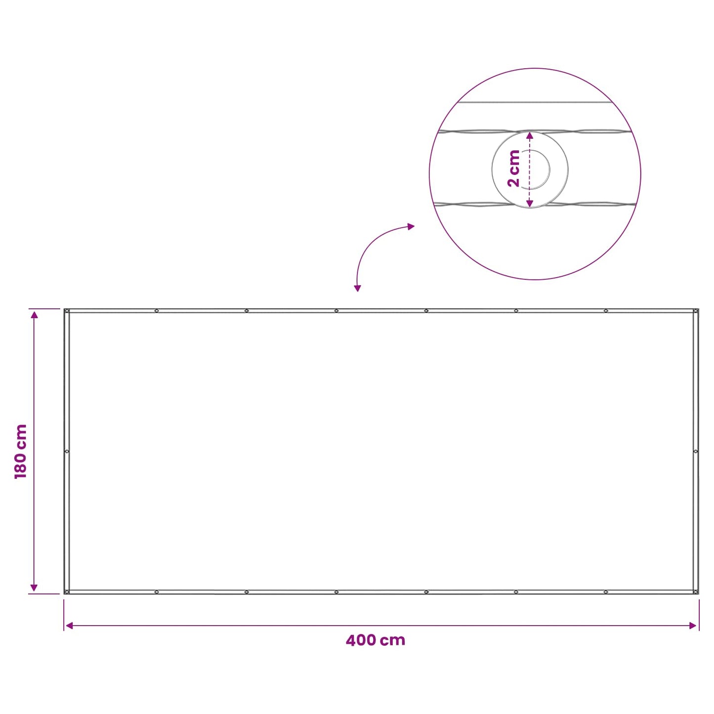 vidaXL Αδιάφανο σκίαστρο μπαλκονιού 180 x 400 εκ