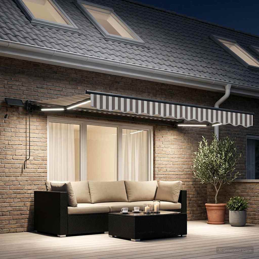 vidaXL Χειροκίνητο πλαίσιο τέντας με LED 3,5 x 2,5 μ
