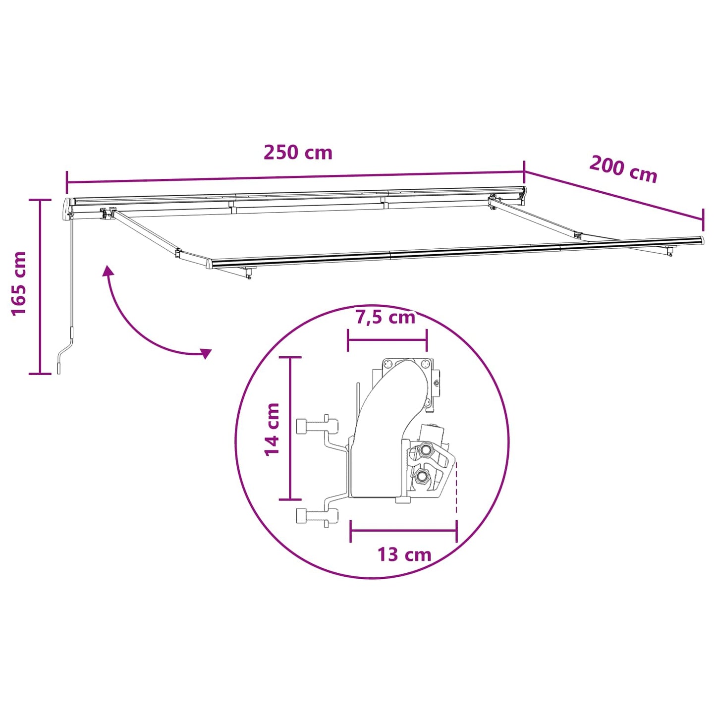 vidaXL Αναδιπλούμενη τέντα Άμμος 2,5 x 2 m ύφασμα