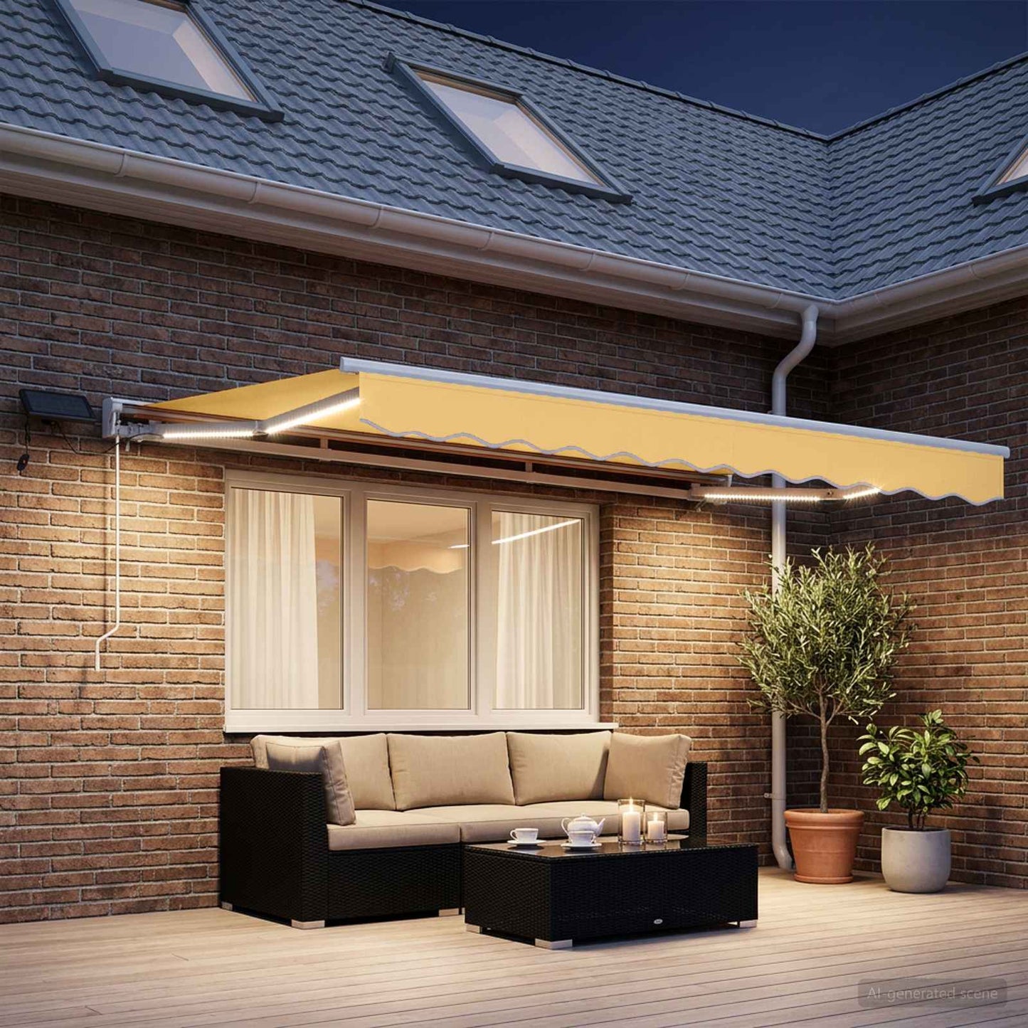 vidaXL Χειροκίνητο πλαίσιο τέντας με LED Άμμος 3,5 x 2 m