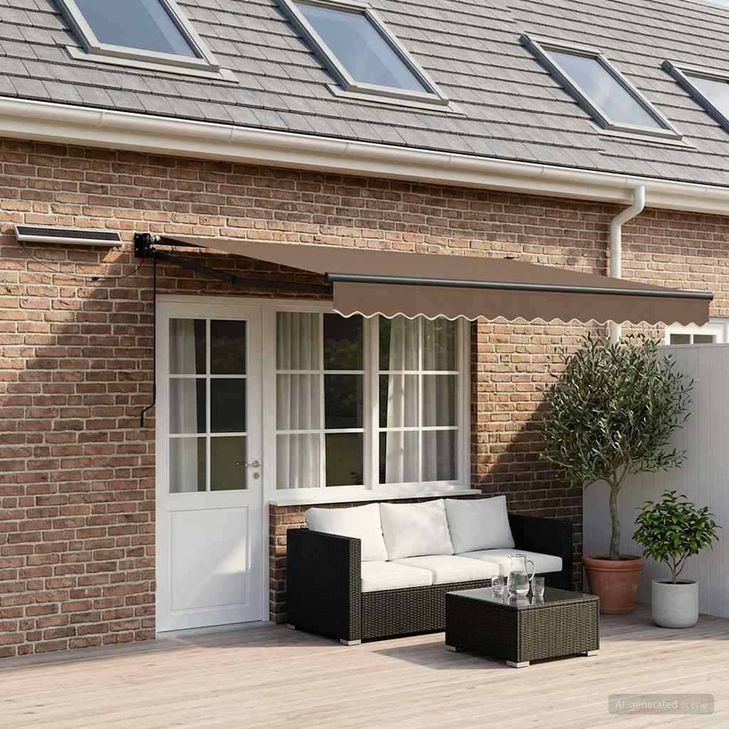 vidaXL Ηλεκτρική ηλιακή τέντα 5 x 3 m Taupe 100% Πολυεστέρας