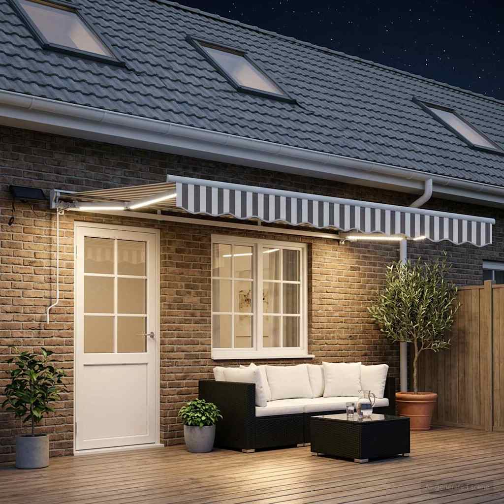 vidaXL Χειροκίνητο πλαίσιο τέντας με LED 4 x 3 μ