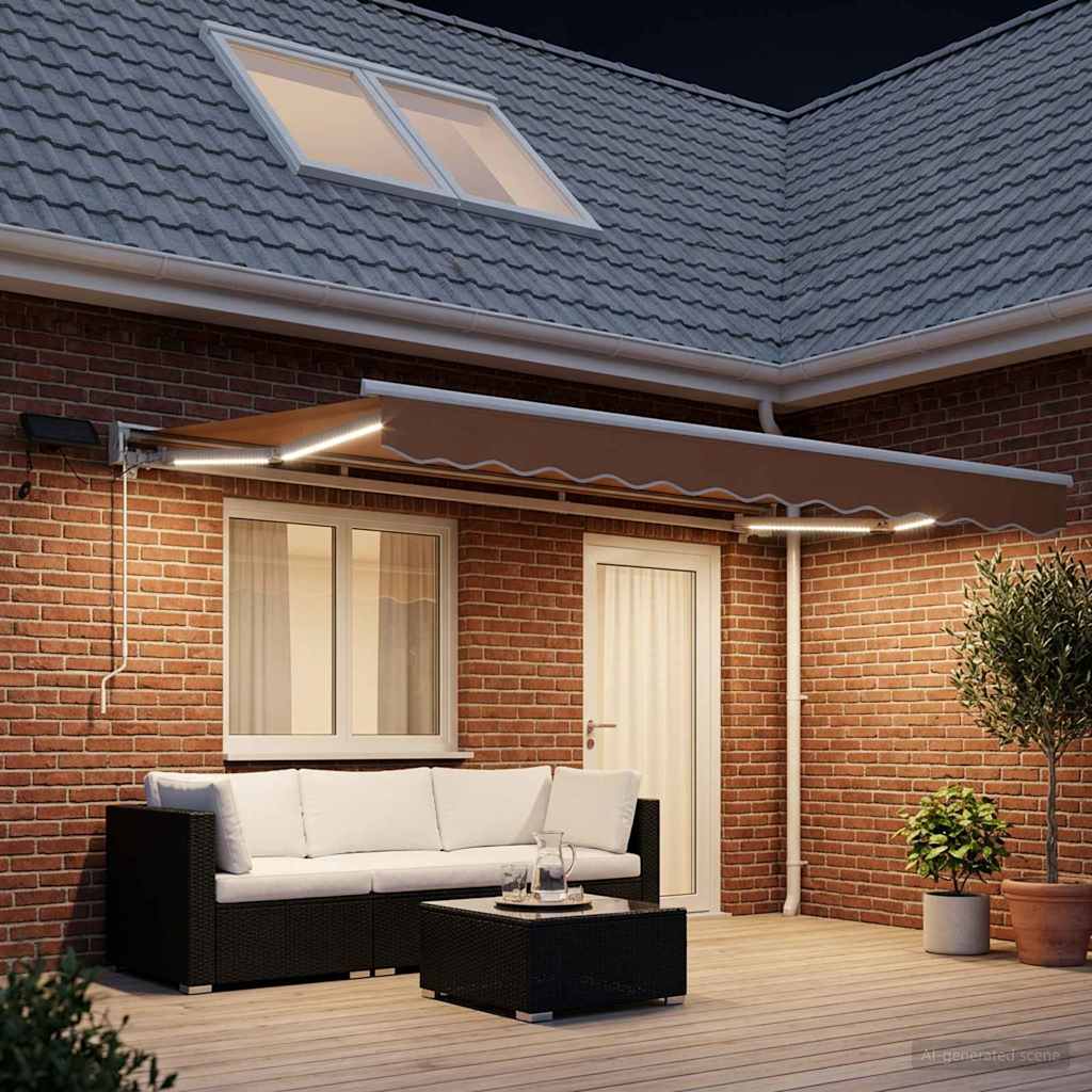 vidaXL Χειροκίνητο πλαίσιο τέντας με LED Άμμος 4 x 3 μ