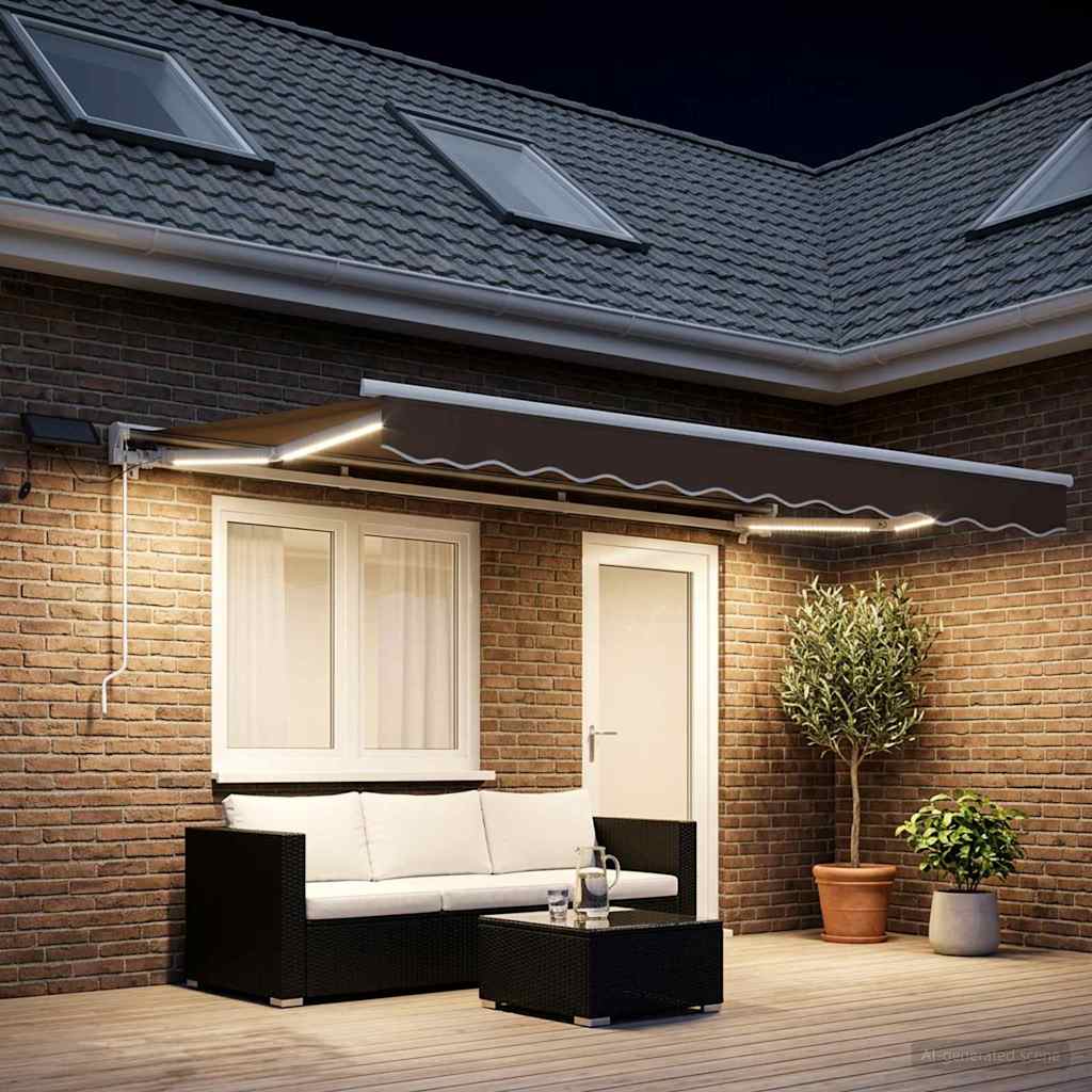 vidaXL Χειροκίνητο πλαίσιο τέντας με LED Taupe 4 x 3 μ
