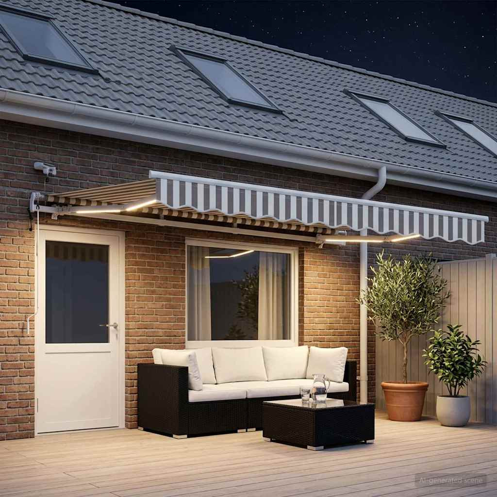 vidaXL Αναδιπλούμενη τέντα Ανοιχτό Γκρι και Λευκό 600 x 300 εκ
