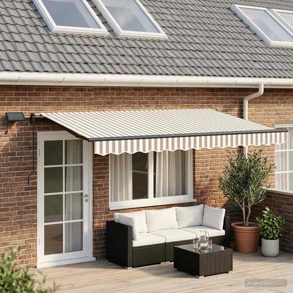 vidaXL Αναδιπλούμενη τέντα Ανοιχτό Γκρι και Λευκό 450 x 300 εκ