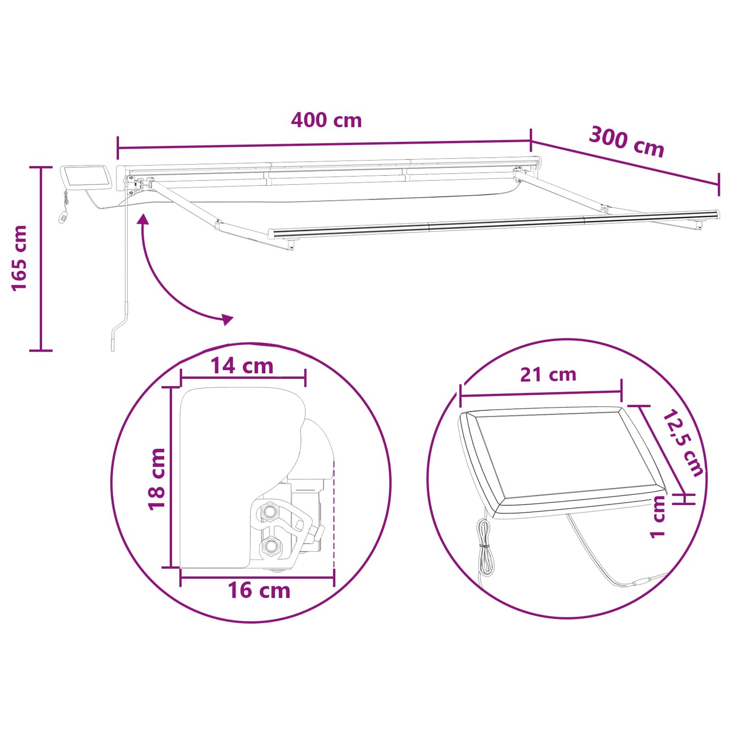 vidaXL Χειροκίνητο πλαίσιο τέντας με LED Taupe 4 x 3 μ