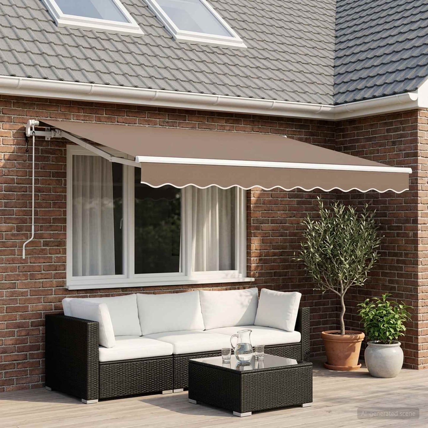 vidaXL Αναδιπλούμενη τέντα Taupe 400 x 350 εκ Πολυεστέρας