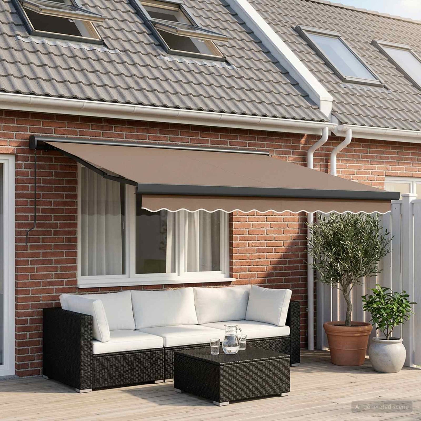 vidaXL Αναδιπλούμενη τέντα Taupe 450 x 300 εκ Καμβάς και Αλουμίνιο