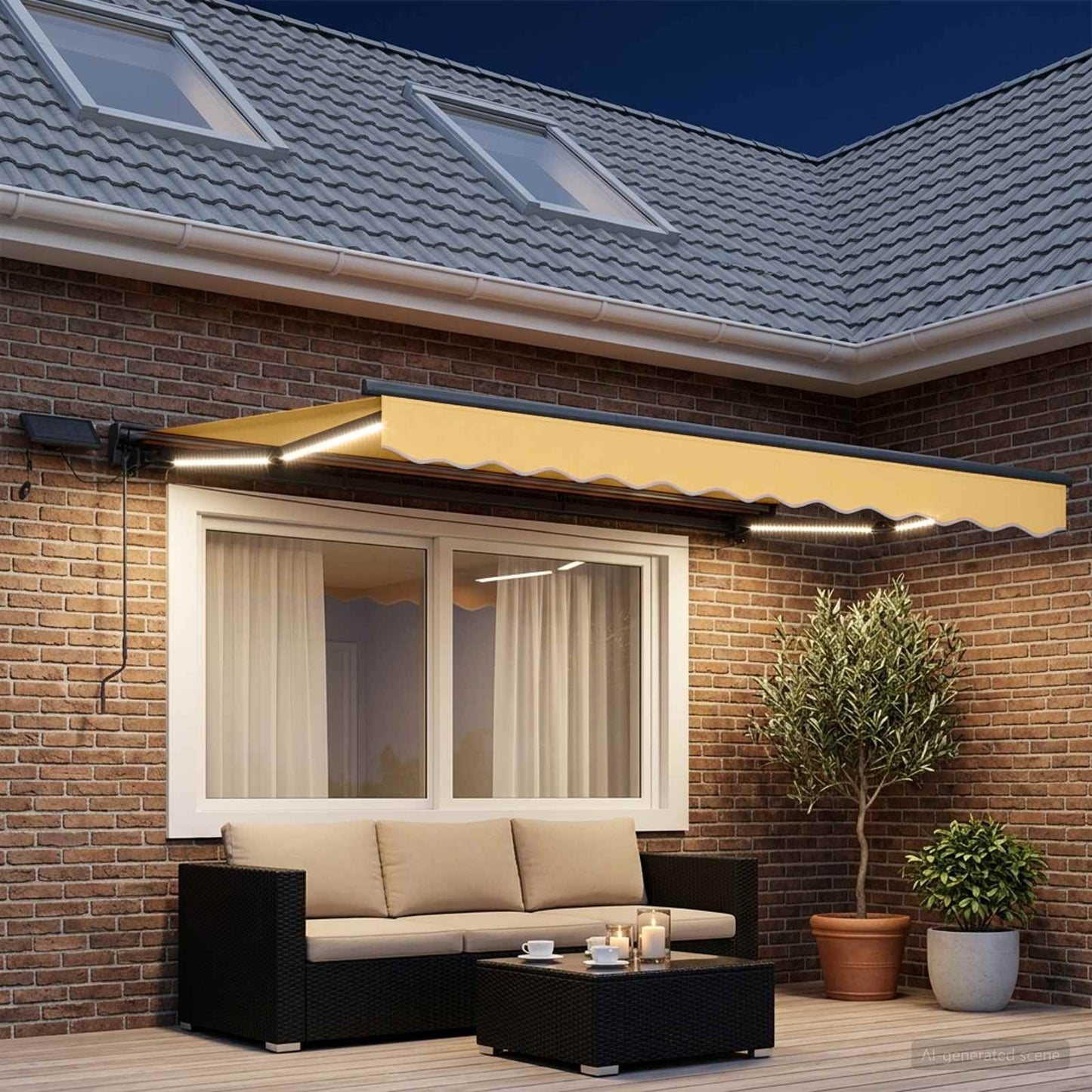 vidaXL Χειροκίνητο πλαίσιο τέντας με LED Άμμος 4,5 x 3 μ