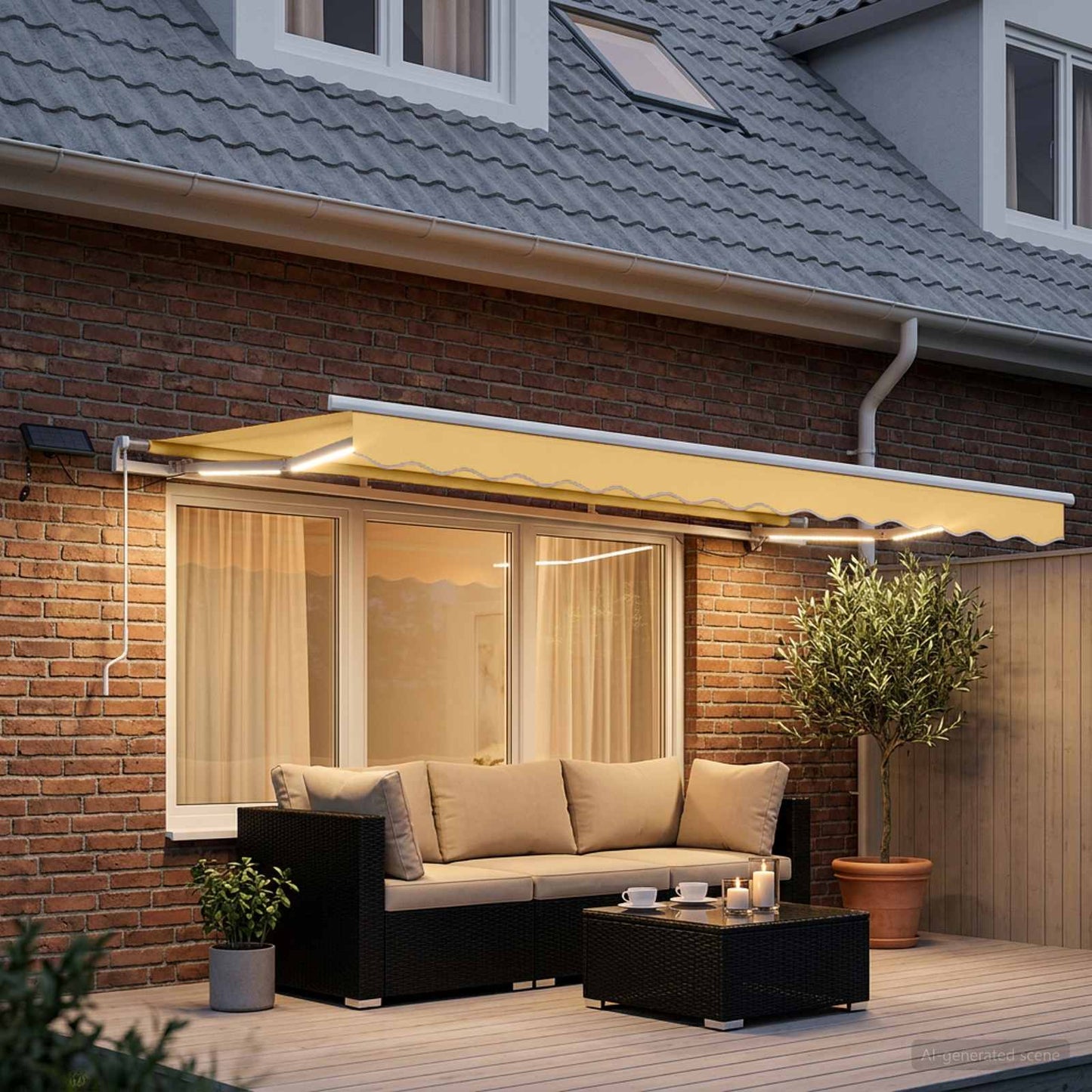 vidaXL Αναδιπλούμενη τέντα Άμμος 450 x 350 εκ Ύφασμα και αλουμίνιο