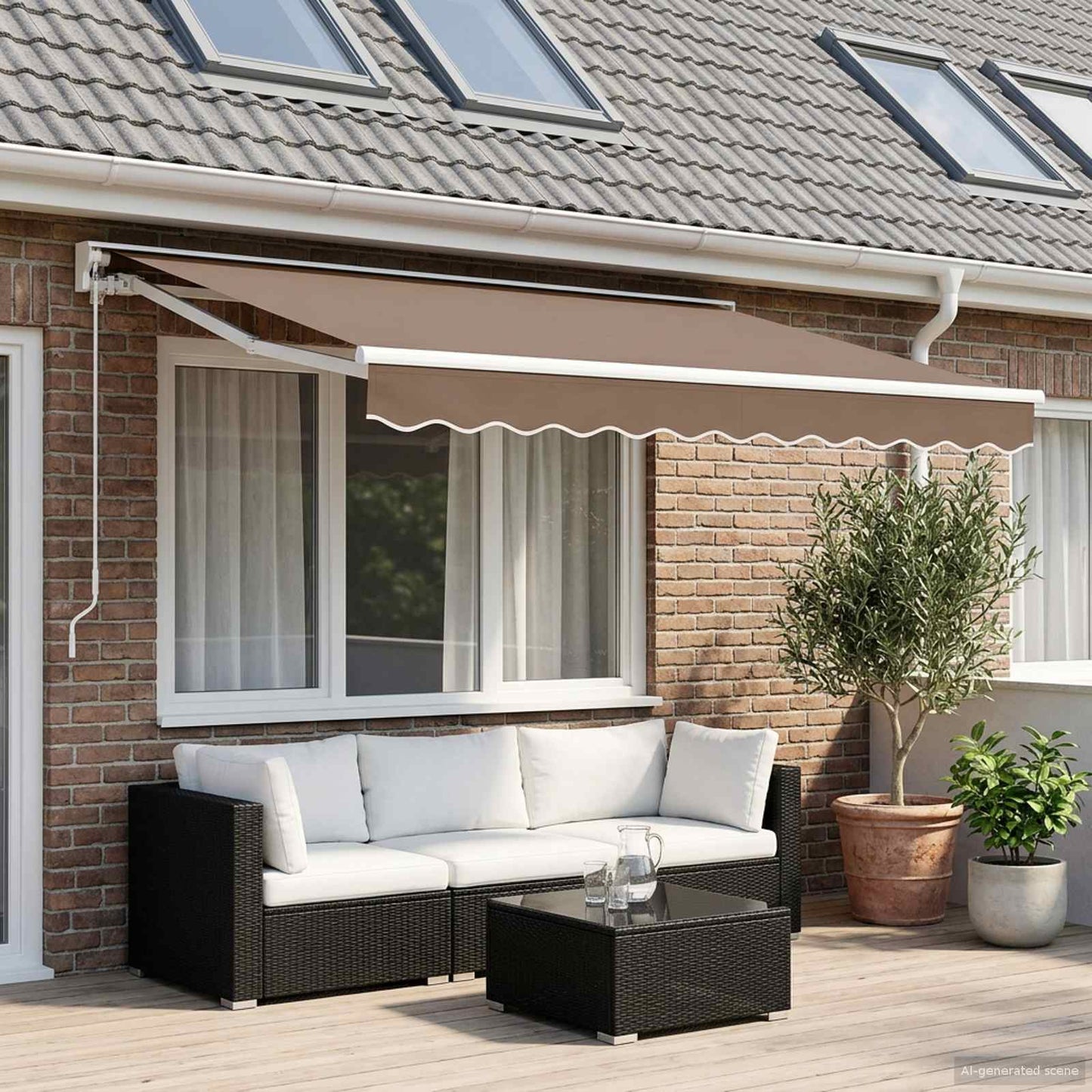 vidaXL Χειροκίνητη Ανακλινόμενη Σκίαση Taupe 4,5 x 3,5 μ