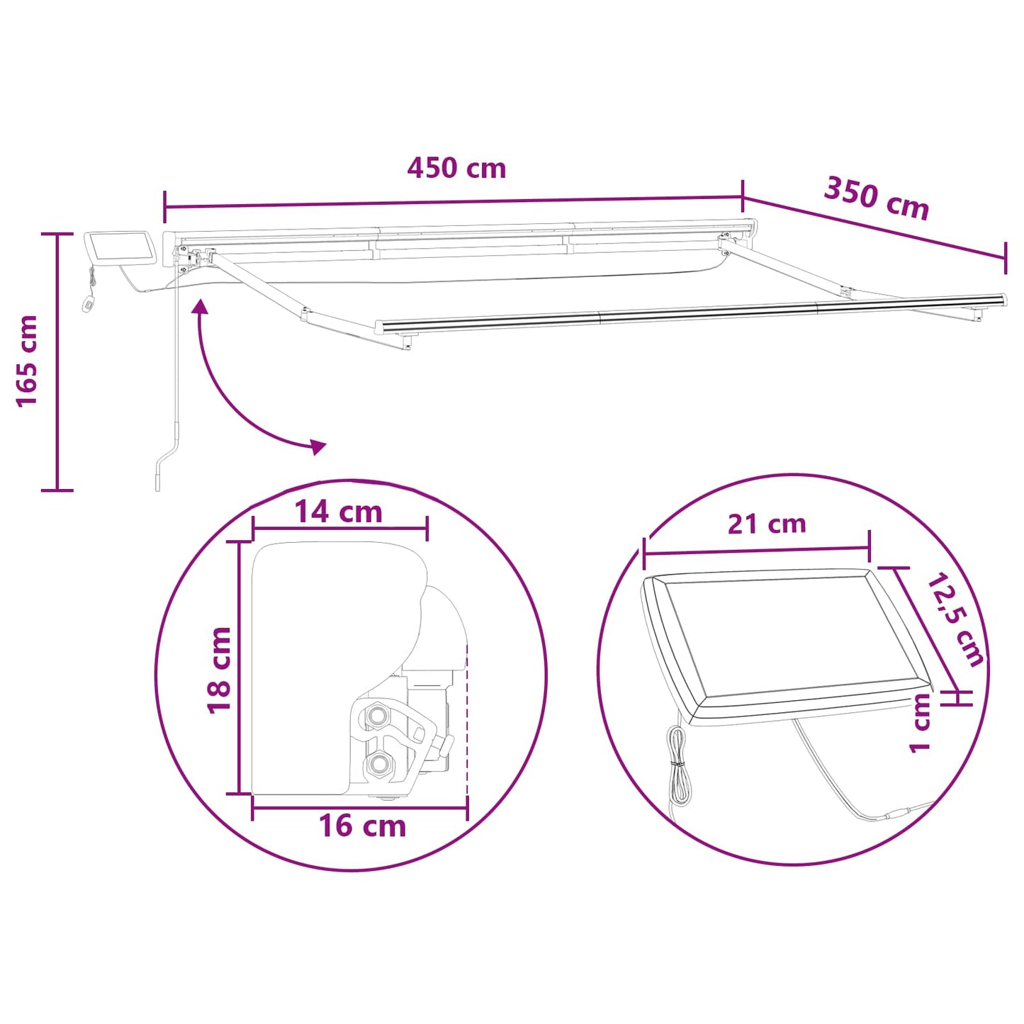 vidaXL Χειροκίνητο πλαίσιο τέντας με LED Taupe 4,5 x 3,5 μ