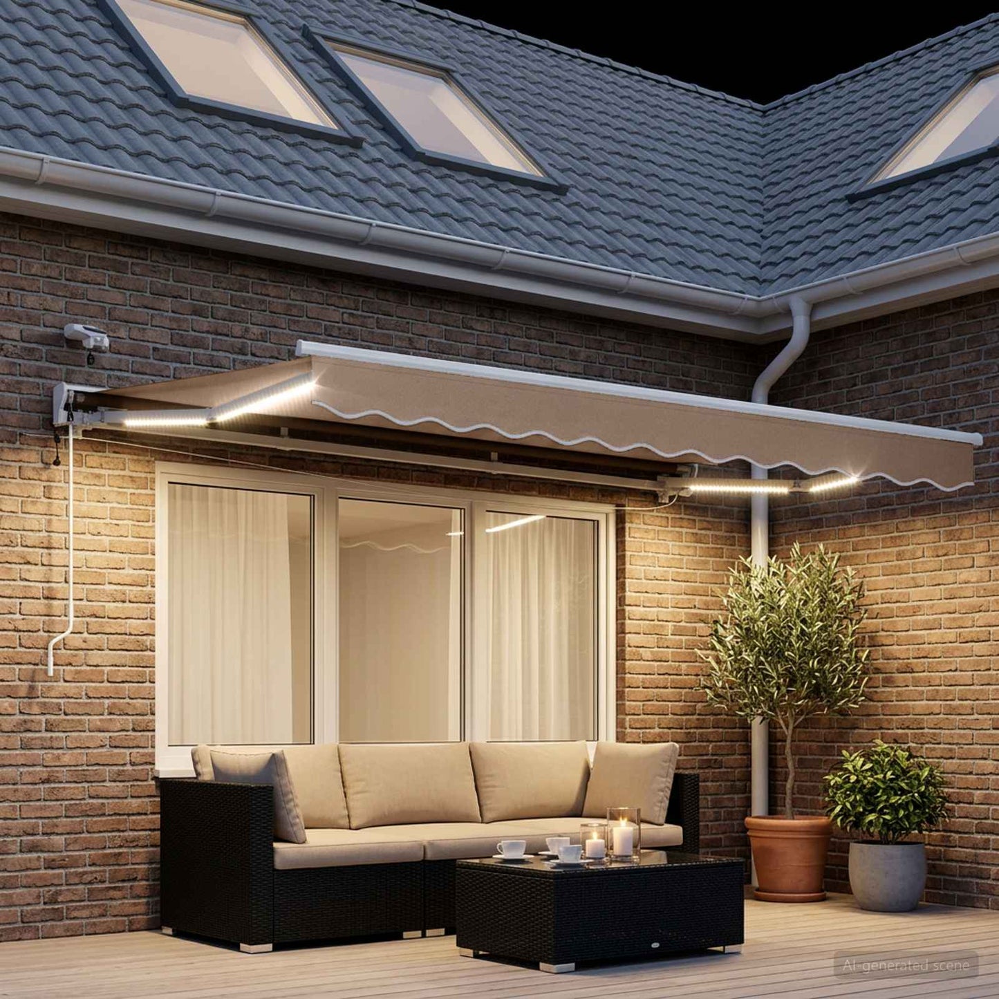 vidaXL Ηλεκτρικό Αναδιπλούμενο Σκίαστρο Taupe 4,5 x 3,5 μ