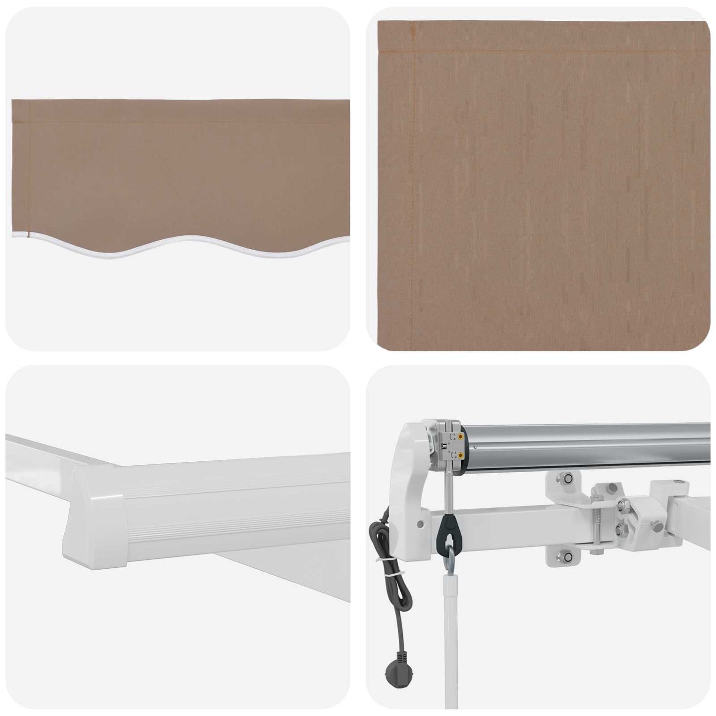vidaXL Αναδιπλούμενη τέντα Taupe 500 x 350 εκ Ύφασμα και αλουμίνιο