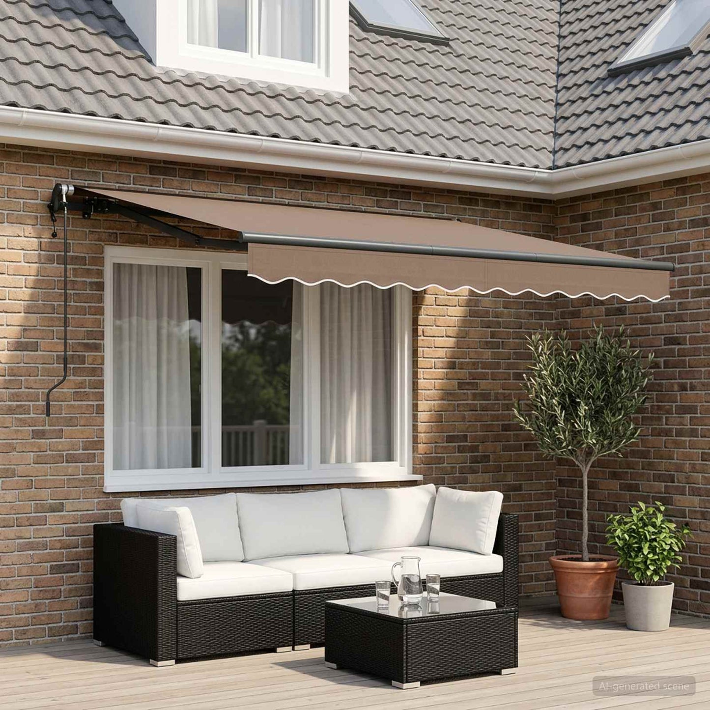 vidaXL Αναδιπλούμενη τέντα Taupe 500 x 350 εκ Ύφασμα και αλουμίνιο