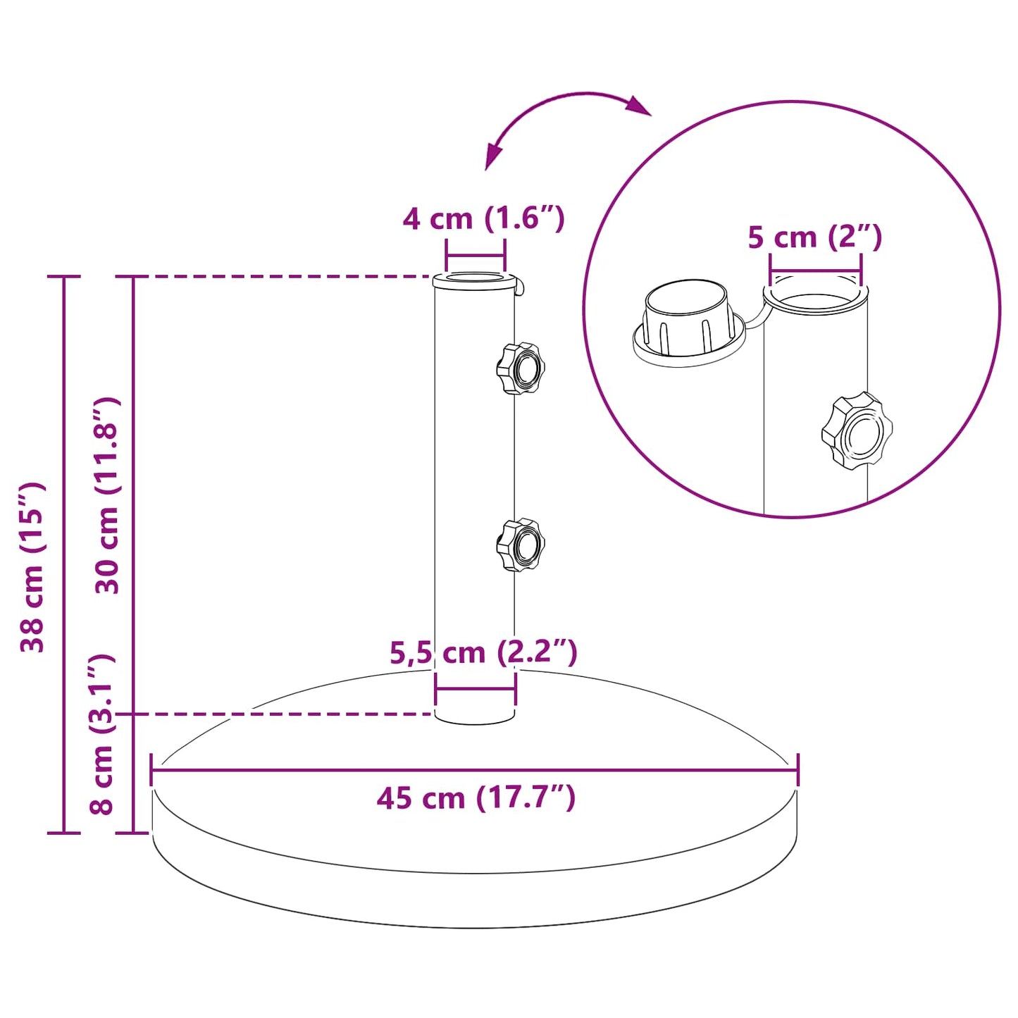 vidaXL Βάση παρασόλ για στύλους 40-50 χιλιοστών 26.45 kg Γκρι