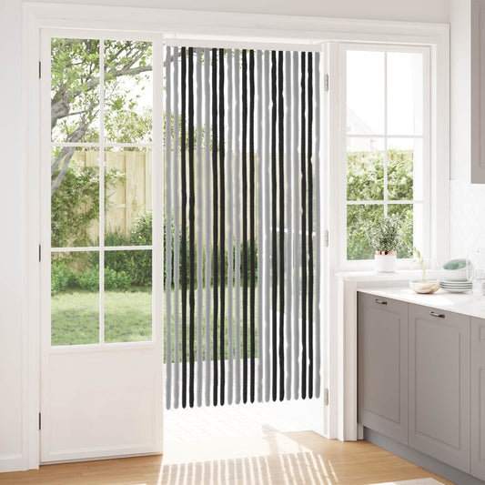 vidaXL Κουρτίνα εντόμων Chenille Γκρι και Μαύρο 90 x 200 cm 100% PP