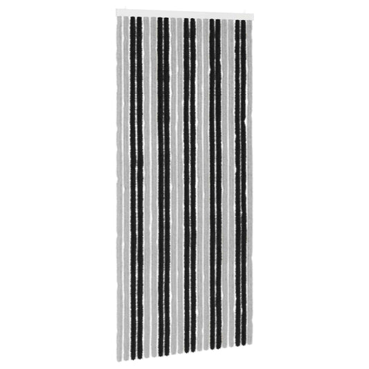 vidaXL Κουρτίνα εντόμων Chenille Γκρι και Μαύρο 90 x 200 cm 100% PP