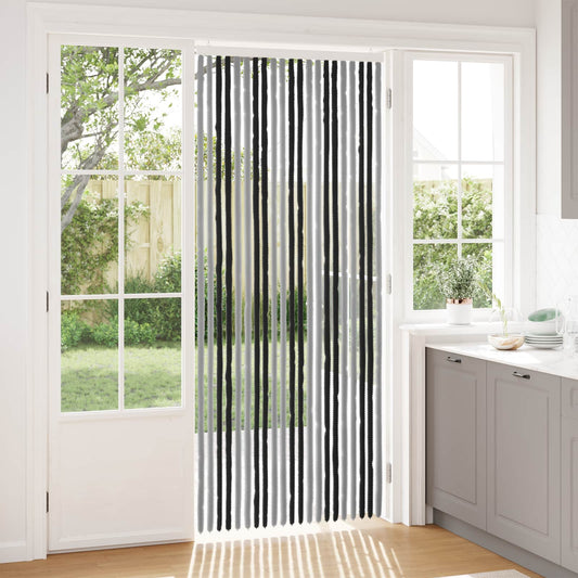 vidaXL Κουρτίνα εντόμων Chenille Γκρι και Μαύρο 90 x 220 cm 100% PP