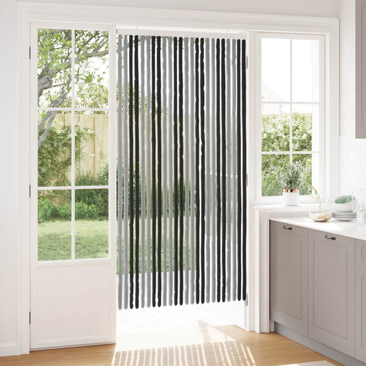 vidaXL Κουρτίνα εντόμων Chenille Γκρι και Μαύρο 100 x 200 cm 100% PP