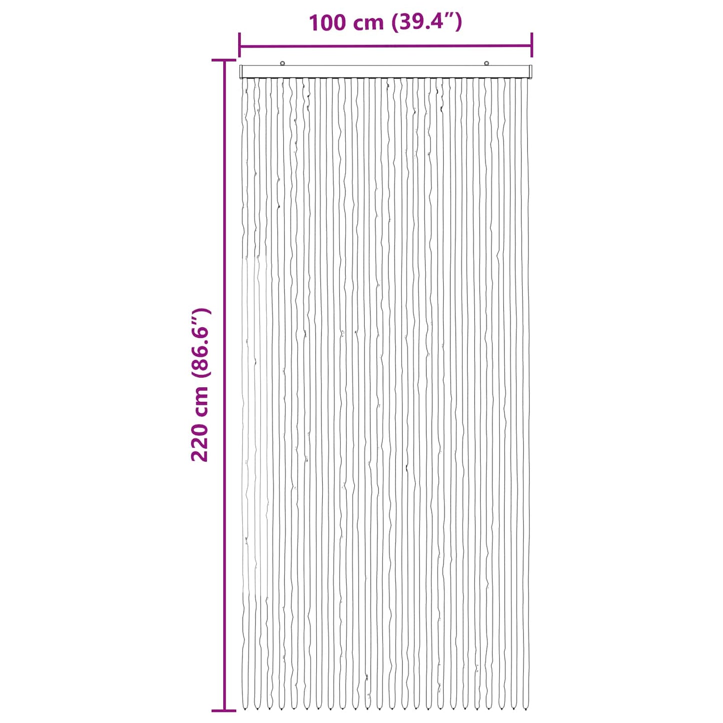 vidaXL Κουρτίνα εντόμων Chenille Γκρι και Μαύρο 100 x 220 cm 100% PP