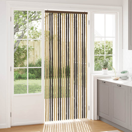 vidaXL Κουρτίνα εντόμων Chenille Σκούρο καφέ και μπεζ 90 x 220 cm