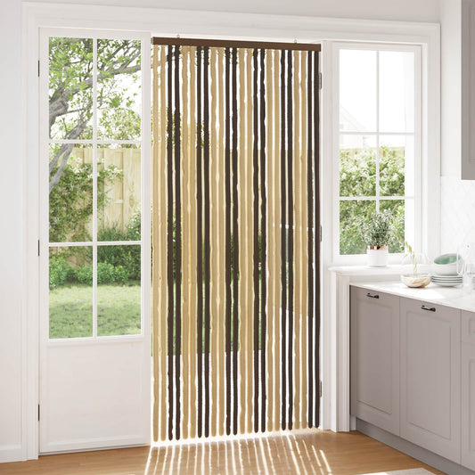 vidaXL Κουρτίνα εντόμων Chenille Σκούρο καφέ και μπεζ 100 x 220 cm