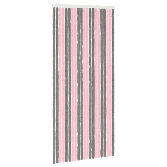 vidaXL Κουρτίνα εντόμων Chenille Ασημί Γκρι και Ροζ 90 x 200 cm