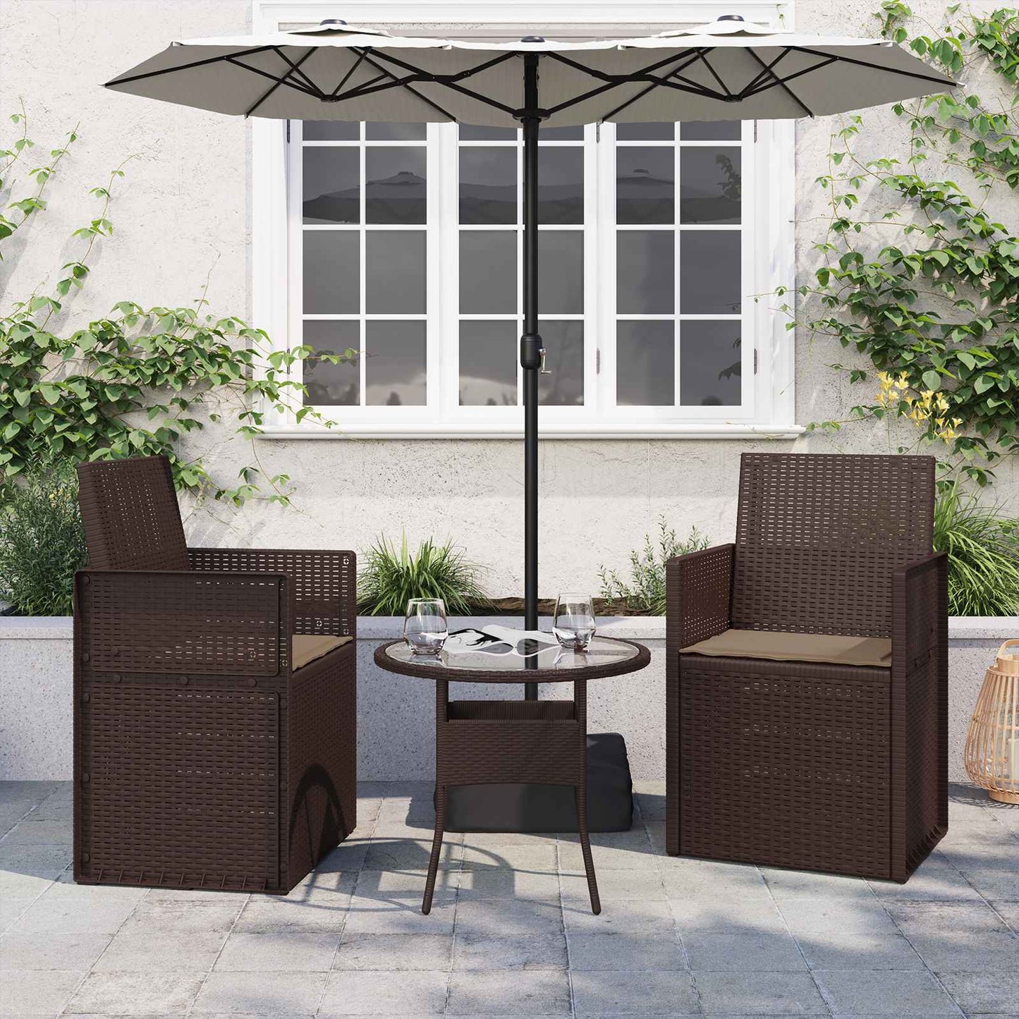 vidaXL Μαξιλάρια καθισμάτων 2 pcs Πολυεστέρας Taupe 47 x 36 x 2 εκ.
